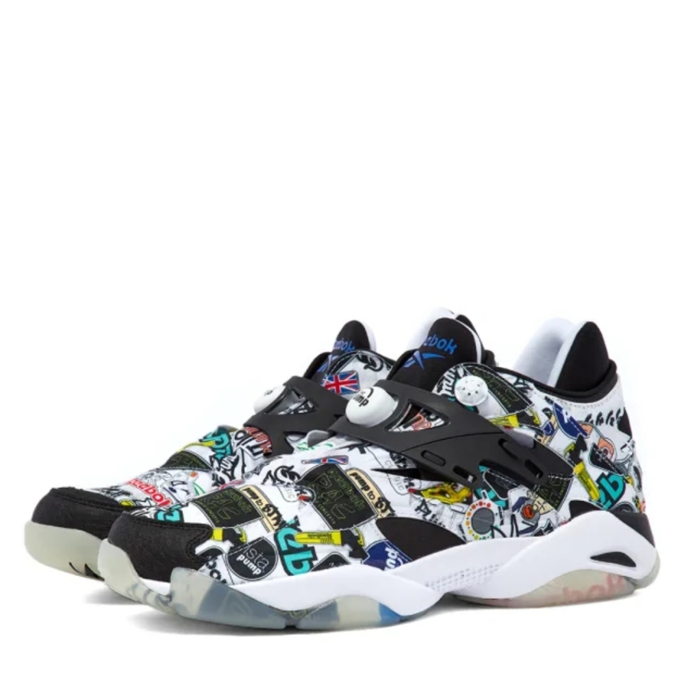 Reebok Pump Court Shoes Sneakers Sticker City Black/White New Men Size 9.5